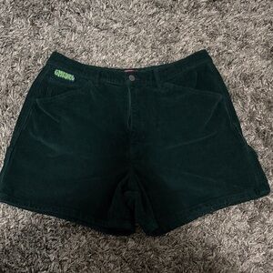 Green Corduroy skater Women Shorts